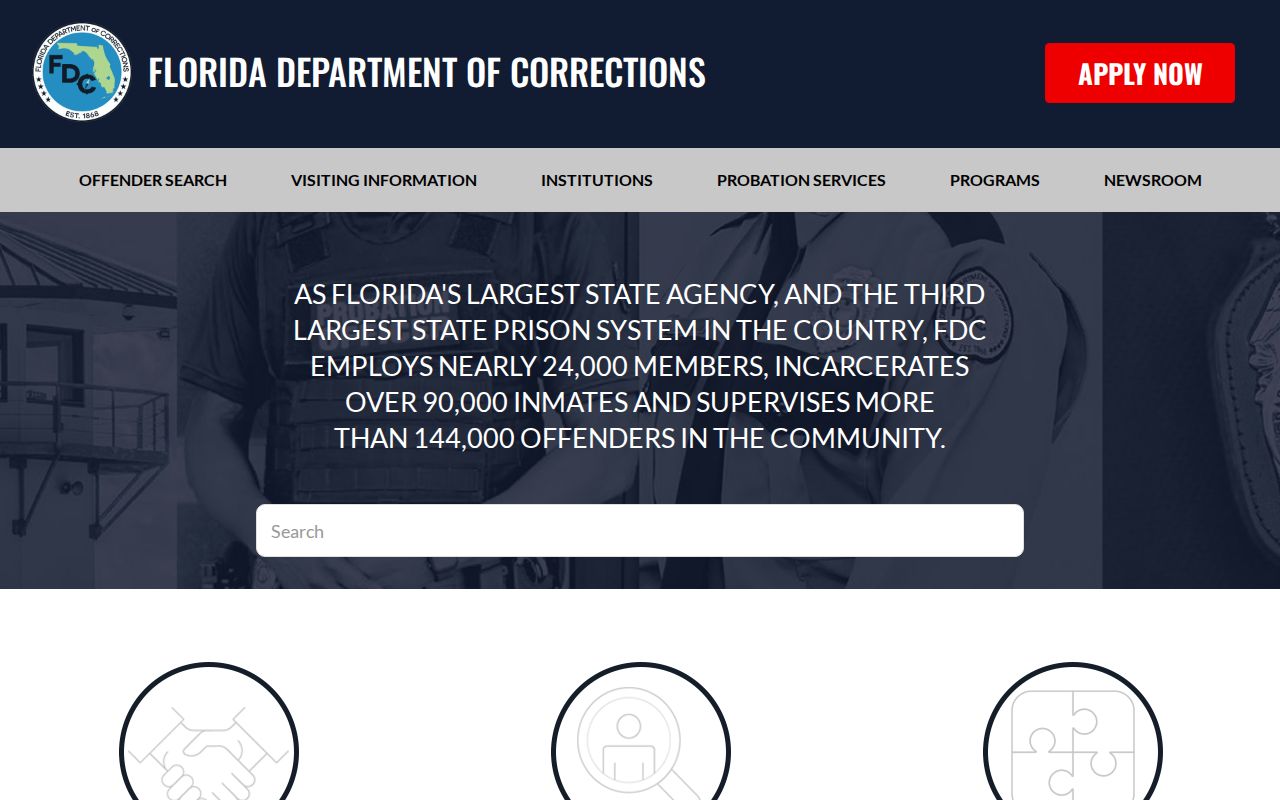 Florida Department of Corrections offender search form for state custody records